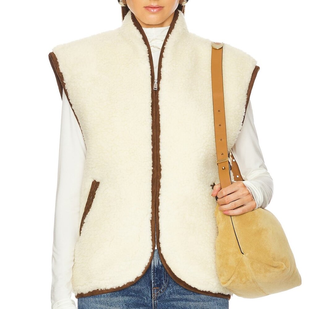 Isabel Marant Etoile Maximilia Ecru Faux-Shearling "Cardigan" Vest